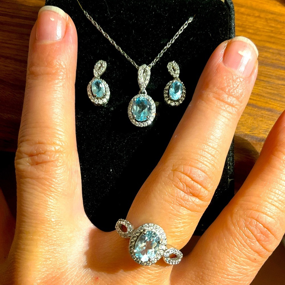 NWT Blue Topaz & Sterling Silver Set